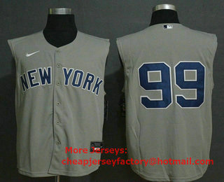 Men's New York Yankees #99 Aaron Judge Grey No Name 2020 Cool and Refreshing Sleeveless Fan Stitched MLB Nike Jersey