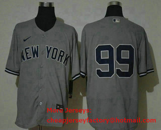 Men's New York Yankees #99 Aaron Judge Grey No Name Stitched MLB Flex Base Nike Jersey