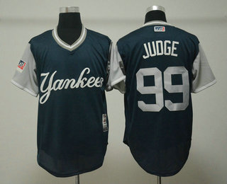 Men's New York Yankees #99 Aaron Judge Judge Navy 2018 LLWS Players Weekend Stitched Nickname Jersey