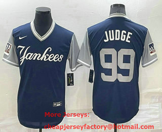 Men's New York Yankees #99 Aaron Judge Judge Navy 2018 LLWS Players Weekend Stitched Nickname Nike Jersey
