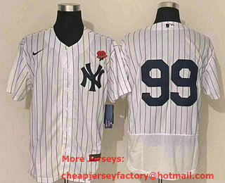 Men's New York Yankees #99 Aaron Judge NEW White No Name Stitched MLB Flex Base Nike Jersey