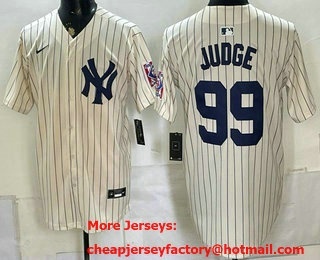 Men's New York Yankees #99 Aaron Judge Name Cream 2026 Field of Dreams Stadium Stitched Jersey