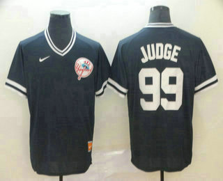 Men's New York Yankees #99 Aaron Judge Navy Blue Nike Cooperstown Collection Legend V Neck Jersey