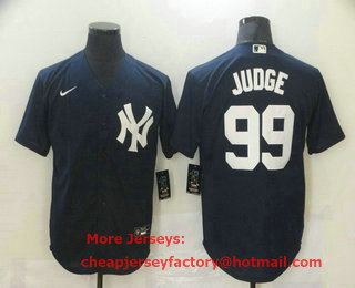Men's New York Yankees #99 Aaron Judge Navy Blue Stitched MLB Nike Cool Base Jersey