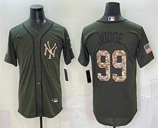 Men's New York Yankees #99 Aaron Judge Olive Salute To Service Cool Base Stitched Jersey