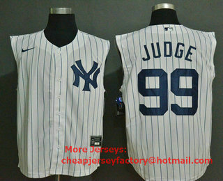 Men's New York Yankees #99 Aaron Judge White 2020 Cool and Refreshing Sleeveless Fan Stitched MLB Nike Jersey