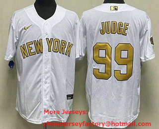 Men's New York Yankees #99 Aaron Judge White 2022 All Star Stitched Cool Base Nike Jersey