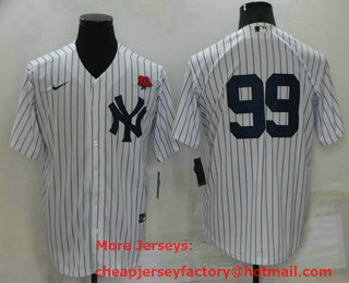 Men's New York Yankees #99 Aaron Judge White No Name Stitched Rose Nike Cool Base Throwback Jersey