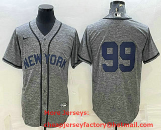Men's New York Yankees #99 Aaron Judgey No Name Grey Gridiron Cool Base Stitched Jersey 1