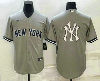Men's New York Yankees Big Logo Grey Stitched MLB Cool Base Nike Jersey 01