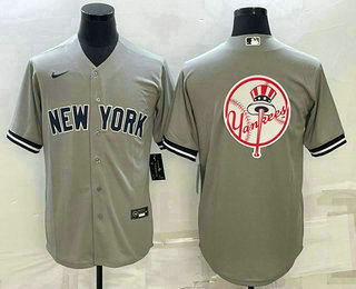 Men's New York Yankees Big Logo Grey Stitched MLB Cool Base Nike Jersey 02