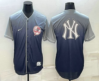 Men's New York Yankees Big Logo Nike Navy Blue Fade Stitched Jersey 02