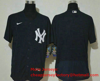 Men's New York Yankees Blank Black Stitched MLB Flex Base Nike Jersey
