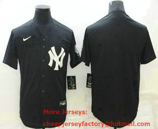 Men's New York Yankees Blank Black Stitched MLB Nike Cool Base Throwback Jersey