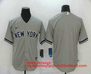 Men's New York Yankees Blank Gray Stitched MLB Cool Base Nike Jersey