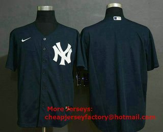 Men's New York Yankees Blank Navy Blue Alternate Stitched MLB Cool Base Nike Jersey