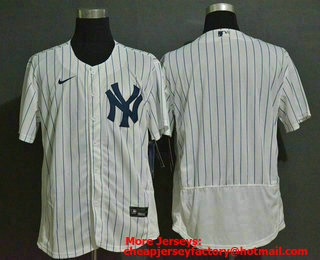 Men's New York Yankees Blank White Home Stitched MLB Flex Base Nike Jersey