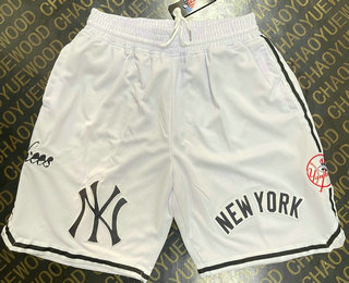 Men's New York Yankees White 2023 Just Don 3 Pockets Stitched Shorts
