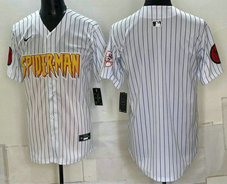 Men's New York Yankees X Spider Man Blank White Limited Stitched Baseball Jersey
