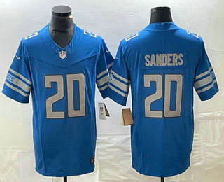 Men's Nike Detroit Lions #20 Barry Sanders Blue 2023 FUSE Vapor Limited Stitched Jersey