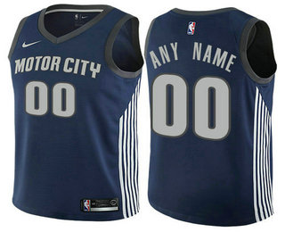 Men's Nike Detroit Pistons Customized Authentic Navy Blue NBA Jersey - City Edition