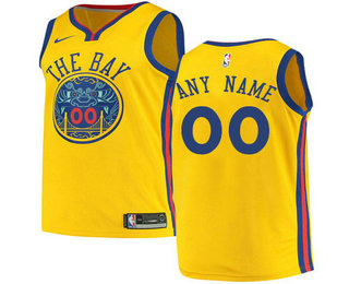 Men's Nike Golden State Warriors Customized Authentic Gold NBA Jersey - City Edition