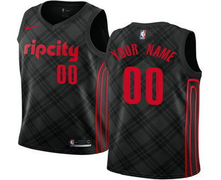 Men's Nike NBA Portland Trail Blazers City Edition Authentic Customized Black Jersey