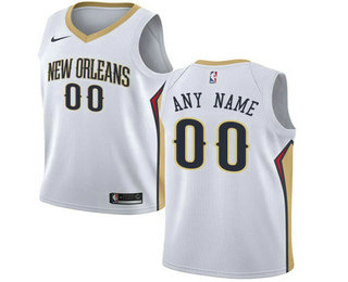 Men's Nike New Orleans Pelicans Customized Swingman White Home NBA Jersey - Association Edition