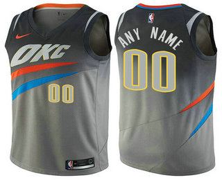 Men's Nike Oklahoma City Thunder Customized Swingman Gray NBA Jersey - City Edition
