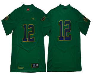 Men's Norte Dame Fighting Irish #12 Ian Book Green No Name 2017 College Football Stitched Under Armour NCAA Jersey