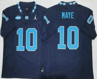 Men's North Carolina Tar Heels #10 Drake Maye Navy Blue FUSE College Football Jersey