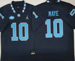 Men's North Carolina Tar Heels #10 Drake Maye Navy College Football Jersey