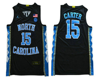 Men's North Carolina Tar Heels #15 Vince Carter Black 2019 College Basketball Brand Jordan Swingman Stitched NCAA Jersey