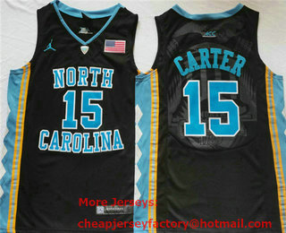 Men's North Carolina Tar Heels #15 Vince Carter Black ACC College Basketball Jersey