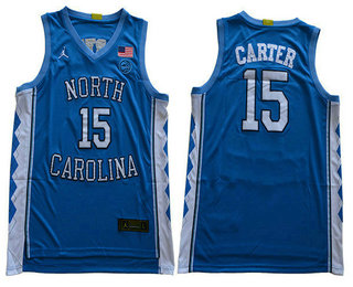 Men's North Carolina Tar Heels #15 Vince Carter Light Blue 2019 College Basketball Brand Jordan Swingman Stitched NCAA Jersey