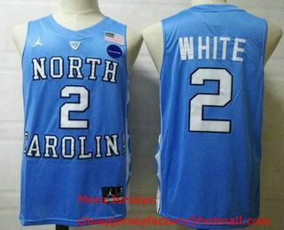 Men's North Carolina Tar Heels #2 Coby White Blue College Basketball Jersey