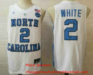 Men's North Carolina Tar Heels #2 Coby White White College Basketball Jersey