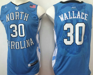 Men's North Carolina Tar Heels #30 Rasheed Wallace Blue College Basketball 2017 Brand Jordan Swingman Stitched NCAA Jersey