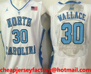Men's North Carolina Tar Heels #30 Rasheed Wallace White College Basketball 2017 Brand Jordan Swingman Stitched NCAA Jersey