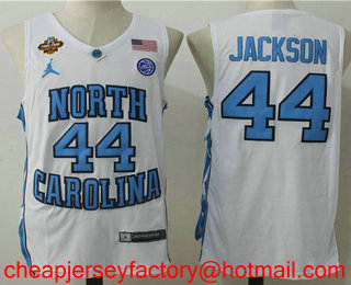 Men's North Carolina Tar Heels #44 Justin Jackson White Final Four Patch College Basketball 2017 Brand Jordan Swingman Stitched NCAA Jersey