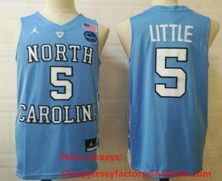 Men's North Carolina Tar Heels #5 Nassir Little Blue College Basketball Jersey