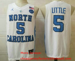 Men's North Carolina Tar Heels #5 Nassir Little White College Basketball Jersey