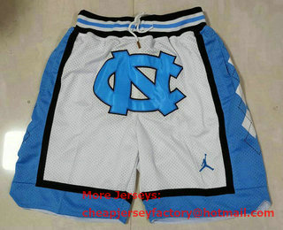 Men's North Carolina Tar Heels 2019 White College Basketball Brand Jordan Swingman Stitched NCAA Shorts