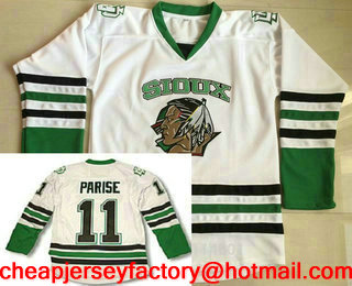 Men's North Dakota Fighting Sioux #11 Zach Parise White Stitched College Ice Hockey Jersey