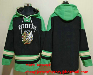 Men's North Dakota Fighting Sioux Blank Black Ageless Must Have Lace Up Pullover Hoodie