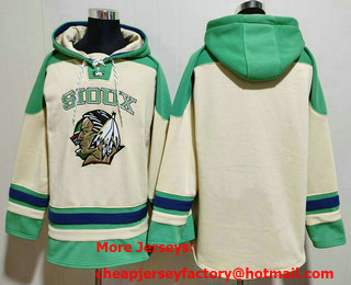 Men's North Dakota Fighting Sioux Blank Cream Ageless Must Have Lace Up Pullover Hoodie