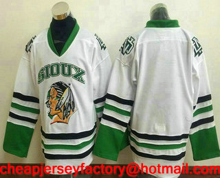 Men's North Dakota Fighting Sioux Blank White Stitched College Ice Hockey Jersey