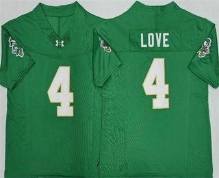 Men's Notre Dame Fighting Irish #4 Jeremiyah Love Limited Green FUSE College Football Jersey