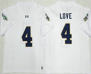 Men's Notre Dame Fighting Irish #4 Jeremiyah Love Limited White FUSE College Football Jersey