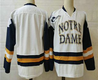 Men's Notre Dame Fighting Irish Bauer Blank White Colleage Ice Hockey Stitched NHL Jersey